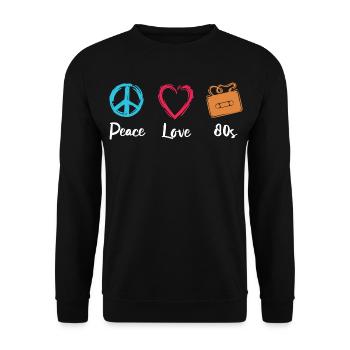 Peace Love 80s - Unisex Sweatshirt - black - Front - Alina (178cm) & Michal (187cm)