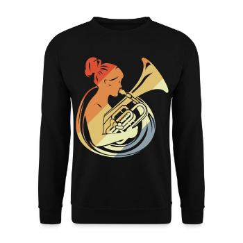 Joueur de tuba Look vintage - Sweat-shirt Unisexe - noir - Devant - Alina (178cm) & Michal (187cm)