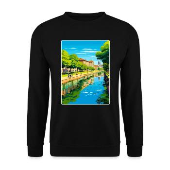 Padua Palermo Town Italy Travel Poster Souvenir - Unisex Sweatshirt - black - Front - Alina (178cm) & Michal (187cm)