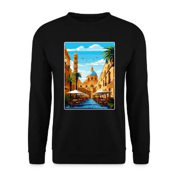 Palermo Sicily Town Italy Travel Poster Souvenir - Unisex Sweatshirt - black - Front - Alina (178cm) & Michal (187cm)