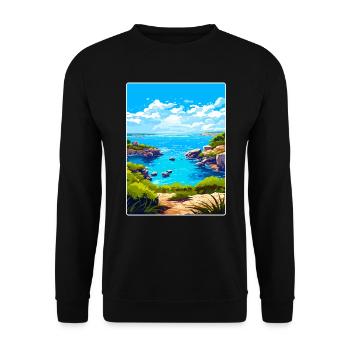Sardaigne Italie Affiche de voyage Peinture souvenir WPA - Sweat-shirt Unisexe - noir - Devant - Alina (178cm) & Michal (187cm)