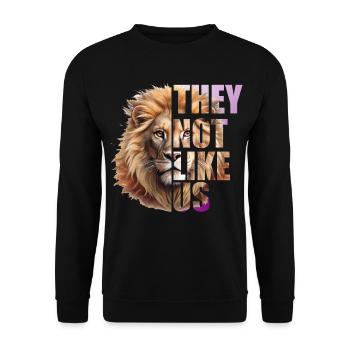 They not like us Design mit Löwen - Unisex Sweatshirt - black - Front - Alina (178cm) & Michal (187cm)