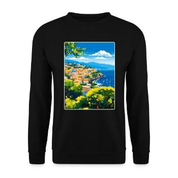 Sorrente Italie Voyage Affiche Souvenir Peinture WPA - Sweat-shirt Unisexe - noir - Devant - Alina (178cm) & Michal (187cm)