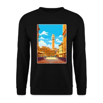 Siena Italien Reise Poster Souvenir Postkarte Farbe - Unisex Pullover - Schwarz - Vorne - Alina (178cm) & Michal (187cm)