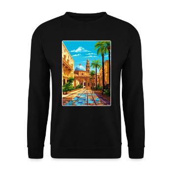 Palermo Sicily Town Italy Travel Poster Souvenir - Unisex Sweatshirt - black - Front - Alina (178cm) & Michal (187cm)