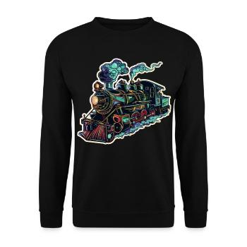 Lokomotive Cartoon Look - Unisex Pullover - Schwarz - Vorne - Alina (178cm) & Michal (187cm)