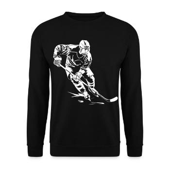 Eishockeyspieler Zeichnung - Unisex Pullover - Schwarz - Vorne - Alina (178cm) & Michal (187cm)