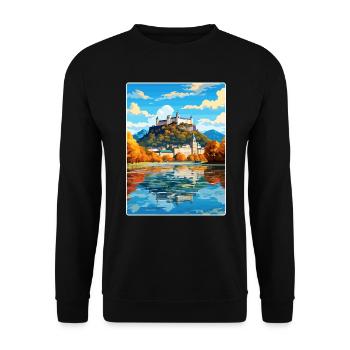 Salzburg Österreich Reiseposter Souvenir Farbe WPA - Unisex Pullover - Schwarz - Vorne - Alina (178cm) & Michal (187cm)