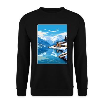 Zell am See Salzburg Reiseposter Souvenir WPA - Unisex Pullover - Schwarz - Vorne - Alina (178cm) & Michal (187cm)