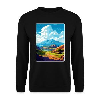 Mount Olympus Greece Travel Poster Souvenir WPA - Unisex Sweatshirt - black - Front - Alina (178cm) & Michal (187cm)
