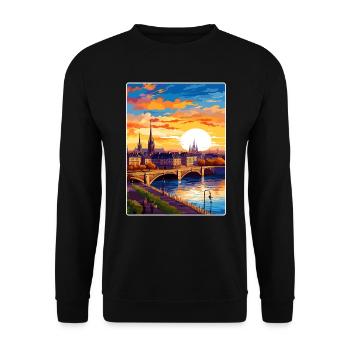 Bordeaux France Affiche de voyage Peinture Souvenir WPA - Sweat-shirt Unisexe - noir - Devant - Alina (178cm) & Michal (187cm)