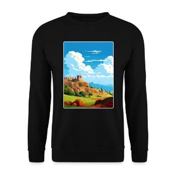 Nemea Griechenland Reise Poster Souvenir Postkarte Farbe - Unisex Pullover - Schwarz - Vorne - Alina (178cm) & Michal (187cm)