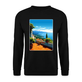 Ravello Italy Travel Poster Souvenir Painting WPA - Unisex Sweatshirt - black - Front - Alina (178cm) & Michal (187cm)