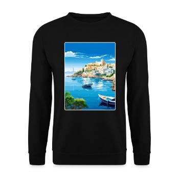 Kos Griechenland Reise Poster Souvenir Postkarte Farbe - Unisex Pullover - Schwarz - Vorne - Alina (178cm) & Michal (187cm)