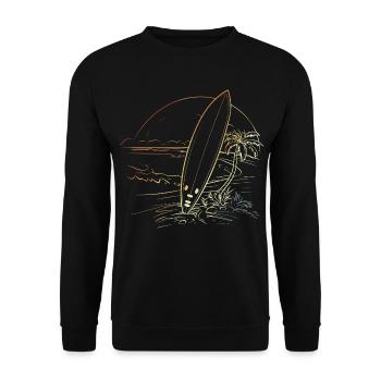 Surfing Sketch Retro - Unisex Sweatshirt - black - Front - Alina (178cm) & Michal (187cm)
