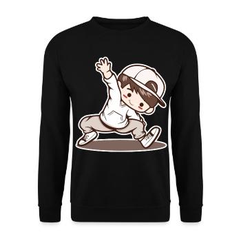 Little Breakdancing Boy - Unisex Sweatshirt - black - Front - Alina (178cm) & Michal (187cm)
