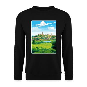 Avignon France Affiche de voyage Peinture Souvenir WPA - Sweat-shirt Unisexe - noir - Devant - Alina (178cm) & Michal (187cm)