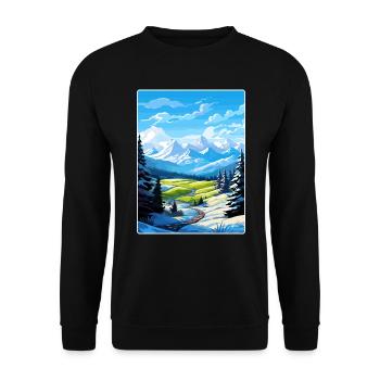 Alpes françaises France Affiche de voyage Souvenir Paint WP - Sweat-shirt Unisexe - noir - Devant - Alina (178cm) & Michal (187cm)