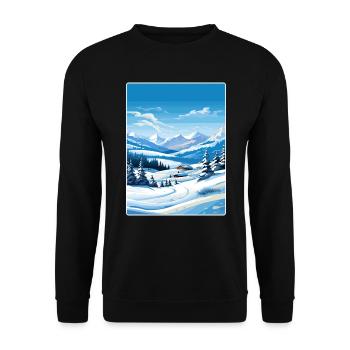 Alpes françaises France Affiche de voyage Souvenir Paint WP - Sweat-shirt Unisexe - noir - Devant - Alina (178cm) & Michal (187cm)