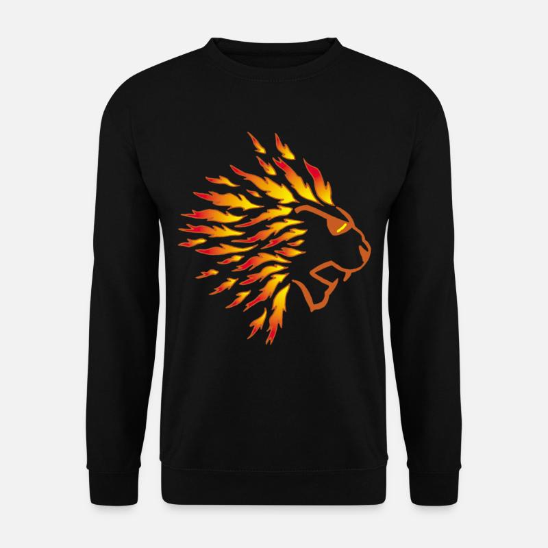 Löwe und Flammen - Unisex Pullover - Schwarz