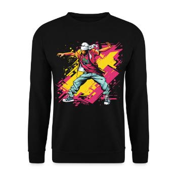 Breakdancer Graffiti - Unisex Pullover - Schwarz - Vorne - Alina (178cm) & Michal (187cm)
