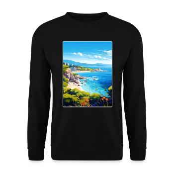 Corse France Voyage Poster Souvenir Peinture WPA - Sweat-shirt Unisexe - noir - Devant - Alina (178cm) & Michal (187cm)