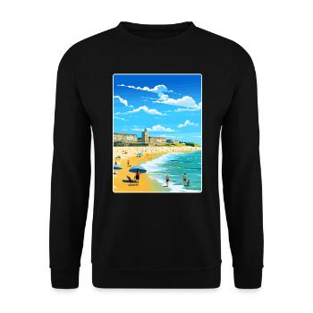 Biarritz Frankreich Reise Poster Souvenir Farbe WPA - Unisex Pullover - Schwarz - Vorne - Alina (178cm) & Michal (187cm)