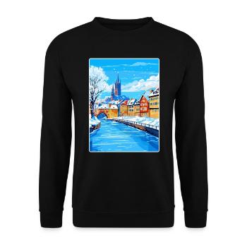 Straßburg Frankreich Reiseposter Souvenir Farbe WPA - Unisex Pullover - Schwarz - Vorne - Alina (178cm) & Michal (187cm)