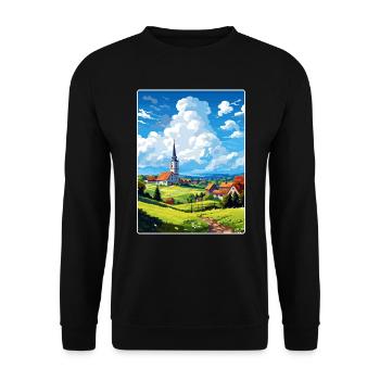 Odenwald Allemagne Affiche de voyage Peinture souvenir WPA - Sweat-shirt Unisexe - noir - Devant - Alina (178cm) & Michal (187cm)