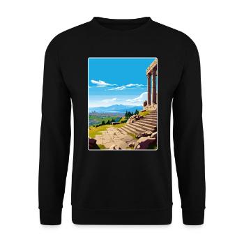 Pergame Turquie Ville Voyage Poster Souvenir WPA - Sweat-shirt Unisexe - noir - Devant - Alina (178cm) & Michal (187cm)