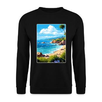 Corse France Voyage Poster Souvenir Peinture WPA - Sweat-shirt Unisexe - noir - Devant - Alina (178cm) & Michal (187cm)