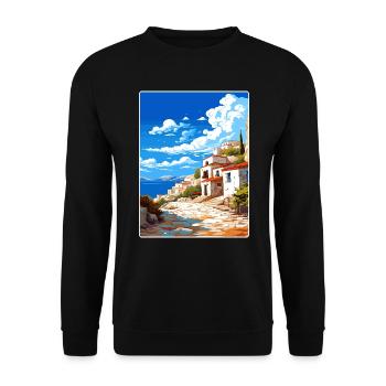 Mani Halbinsel Griechenland Reiseposter Souvenir WPA - Unisex Pullover - Schwarz - Vorne - Alina (178cm) & Michal (187cm)