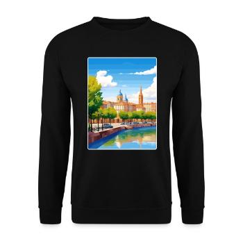 Toulouse Frankreich Reise Poster Souvenir Farbe WPA - Unisex Pullover - Schwarz - Vorne - Alina (178cm) & Michal (187cm)
