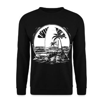 Surfing Illustration - Unisex Sweatshirt - black - Front - Alina (178cm) & Michal (187cm)