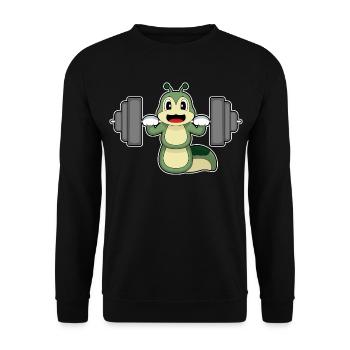 Caterpillar Bodybuilder Barbell Bodybuilding - Sweat-shirt Unisexe - noir - Devant - Alina (178cm) & Michal (187cm)