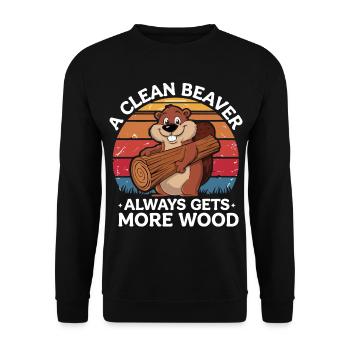 A Clean Beaver Always Gets More Wood Humor Adult - Sweat-shirt Unisexe - noir - Devant - Alina (178cm) & Michal (187cm)