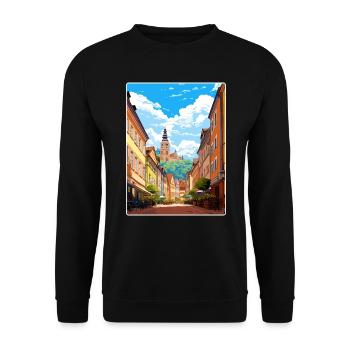 Heidelberg Allemagne Affiche de voyage Peinture Souvenir WP - Sweat-shirt Unisexe - noir - Devant - Alina (178cm) & Michal (187cm)