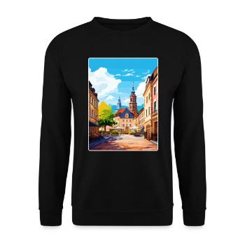 Heidelberg Allemagne Affiche de voyage Peinture Souvenir WP - Sweat-shirt Unisexe - noir - Devant - Alina (178cm) & Michal (187cm)