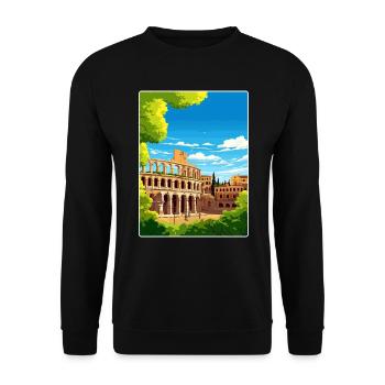 Vérone Italie Affiche de voyage Souvenir Carte Postale Peinture - Sweat-shirt Unisexe - noir - Devant - Alina (178cm) & Michal (187cm)