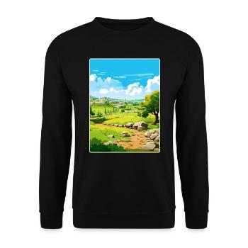 Troy Turkey Travel Poster Souvenir Postcard Paint - Unisex Sweatshirt - black - Front - Alina (178cm) & Michal (187cm)