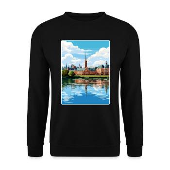 Den Haag Niederlande Reiseposter Souvenir WPA - Unisex Pullover - Schwarz - Vorne - Alina (178cm) & Michal (187cm)