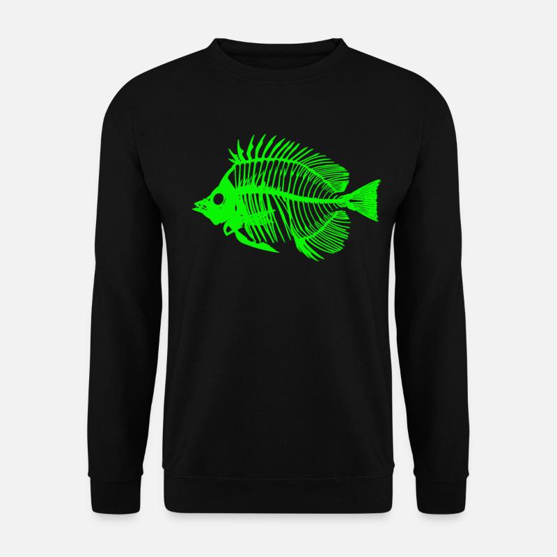 Glowing Fish Skeleton Design - Unisex Sweatshirt - black