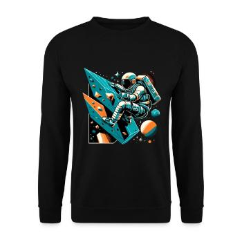 Bouldern Astronaut Geschenk - Unisex Pullover - Schwarz - Vorne - Alina (178cm) & Michal (187cm)