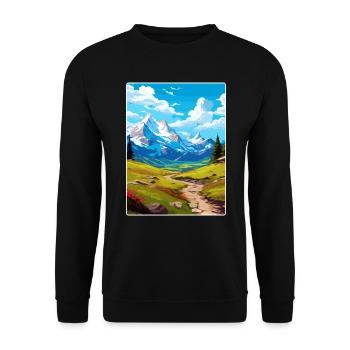 Gran Paradiso Italy Vintage Travel Poster Souvenir - Unisex Sweatshirt - black - Front - Alina (178cm) & Michal (187cm)