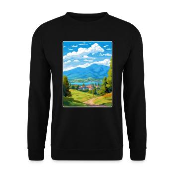 Loannina Griechenland Reise Poster Souvenir Farbe WPA - Unisex Pullover - Schwarz - Vorne - Alina (178cm) & Michal (187cm)