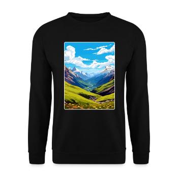 Stilfser Joch Italien Reise Poster Souvenir Malerei WPA - Unisex Pullover - Schwarz - Vorne - Alina (178cm) & Michal (187cm)