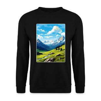Stilfser Joch Italien Reise Poster Souvenir Malerei WPA - Unisex Pullover - Schwarz - Vorne - Alina (178cm) & Michal (187cm)