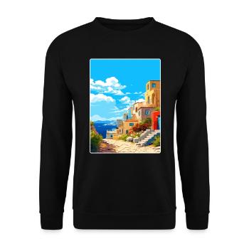 Elafonisos Grèce Affiche de voyage Peinture Souvenir WPA - Sweat-shirt Unisexe - noir - Devant - Alina (178cm) & Michal (187cm)