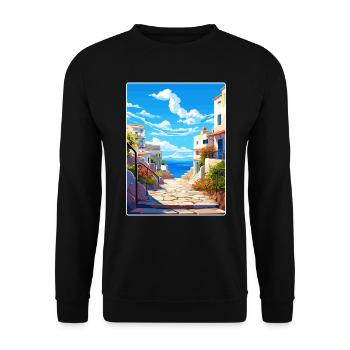 Heraklion Greece Travel Poster Souvenir Paint WPA - Unisex Sweatshirt - black - Front - Alina (178cm) & Michal (187cm)