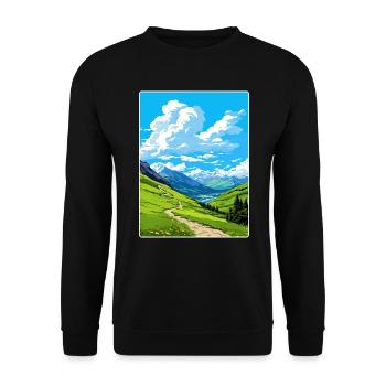 Stilfser Joch Italien Reise Poster Souvenir Malerei WPA - Unisex Pullover - Schwarz - Vorne - Alina (178cm) & Michal (187cm)